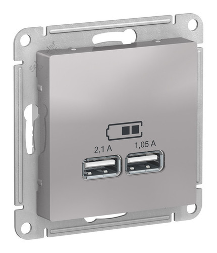 Розетка 2xUSB Schneider Electric ATLASDESIGN, алюминий