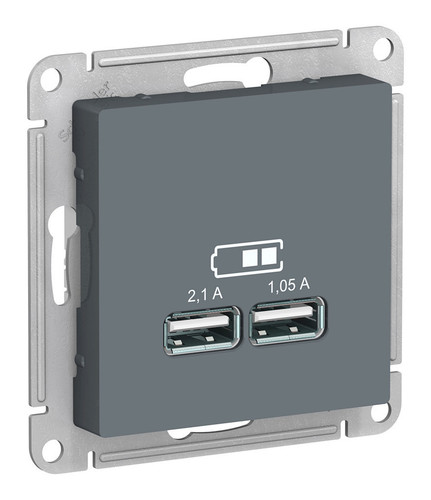 Розетка 2xUSB Schneider Electric ATLASDESIGN, грифель