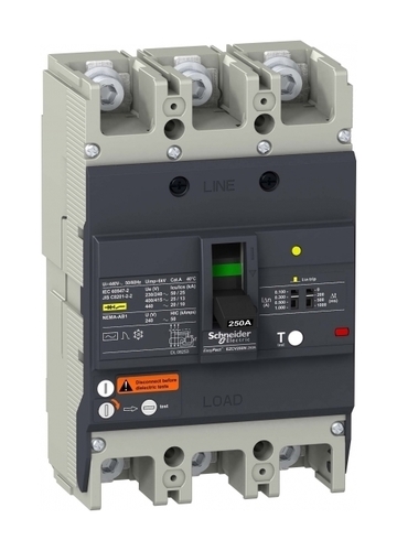 Силовой автомат Schneider Electric Easypact EZC 250, TM-D c диф защитой, 25кА, 3P, 80А