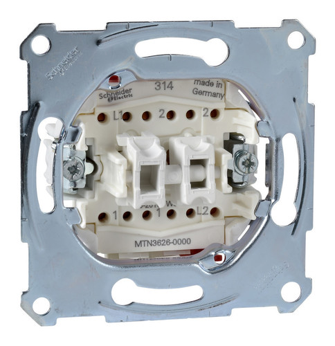 Механизм переключателя 2-клавишного 16А Schneider Electric Коллекции Merten, скрытый монтаж