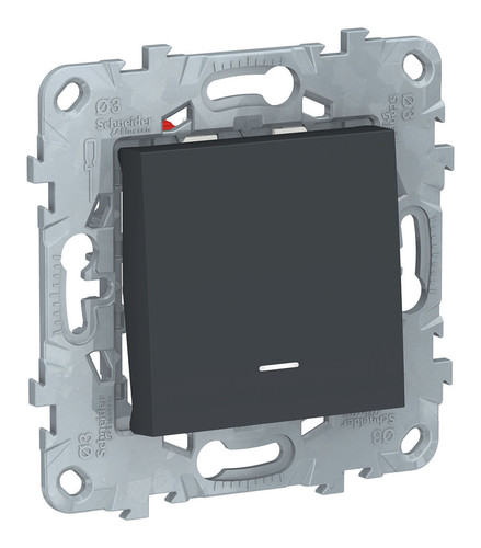 Переключатель 1-клавишный перекрестный Schneider Electric UNICA NEW, с подсветкой, скрытый монтаж, антрацит