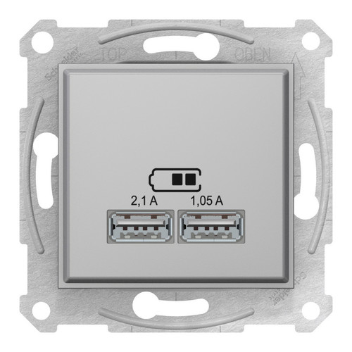 Розетка 2xUSB Schneider Electric SEDNA, алюминий