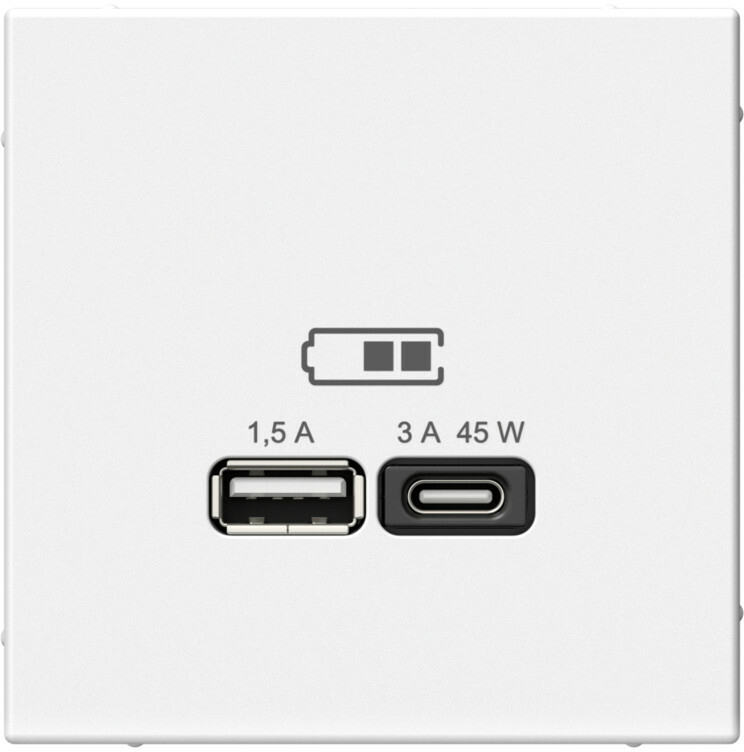 Розетка USB type C Systeme Electric ARTGALLERY, скрытый монтаж, белый, GAL000127