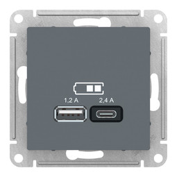 Розетка 2xUSB ATLASDESIGN, грифель